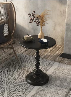 Sharpdo Sofa Side Table Living Room Coffee Table Household Roman Pillar End Table Black Wood 39x39x52 cm  - Image 5