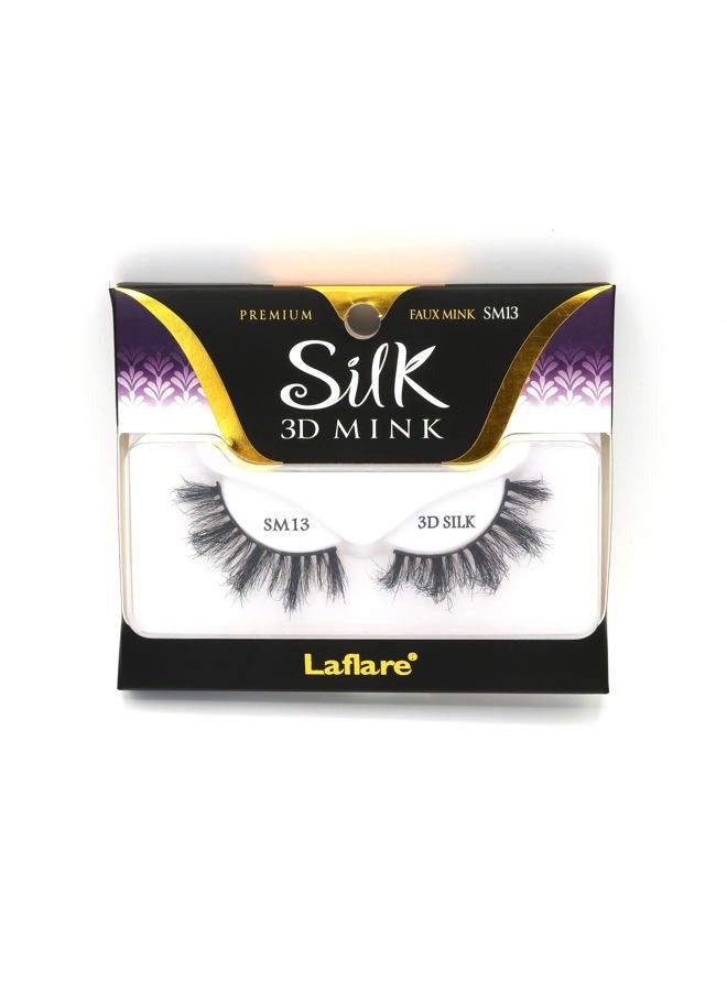 Laflare 3D SILK MINK Premium Faux Mink Eyelashes, Cat Eyes, Wispy, Fluffy, Soft as Mink, Multi-layered False Lashes (SM13) - Image 1
