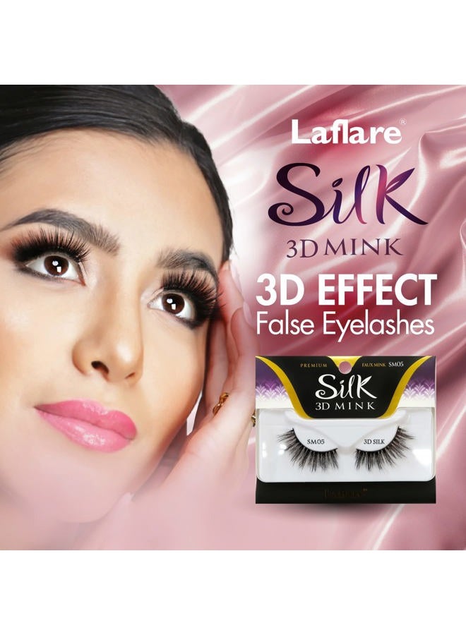 Laflare 3D SILK MINK Premium Faux Mink Eyelashes, Cat Eyes, Wispy, Fluffy, Soft as Mink, Multi-layered False Lashes (SM13) - Image 2