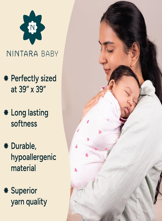 NINTARABABY Swaddle - 100% Organic Premium Muslin Cotton, 39" x 39" (100 cm x 100 cm), Ultra-Soft, Breathable & Lightweight, Multipurpose, Hypoallergenic, Gift for Newborn Girls - Image 2