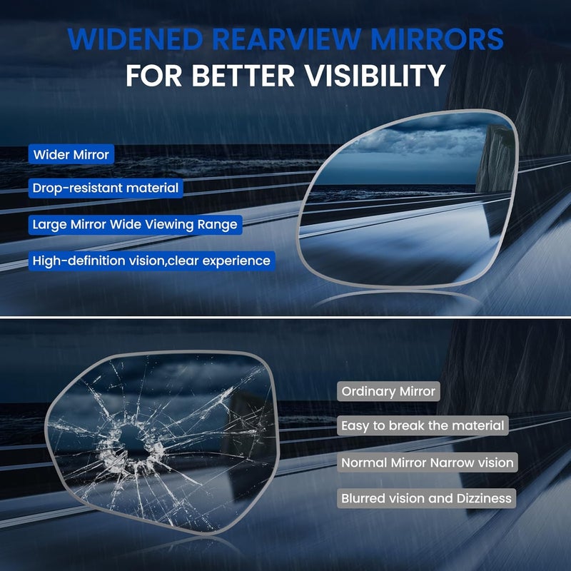 SYKRSS Driver Left Side Mirror Glass Compatible With 2009-2017 Volkswagen VW TIGUAN, Driver Left Side LH Rearview Mirror Convex Glass Rear View Mirror (No Backing Plate)(Non-Heated) - Image 5