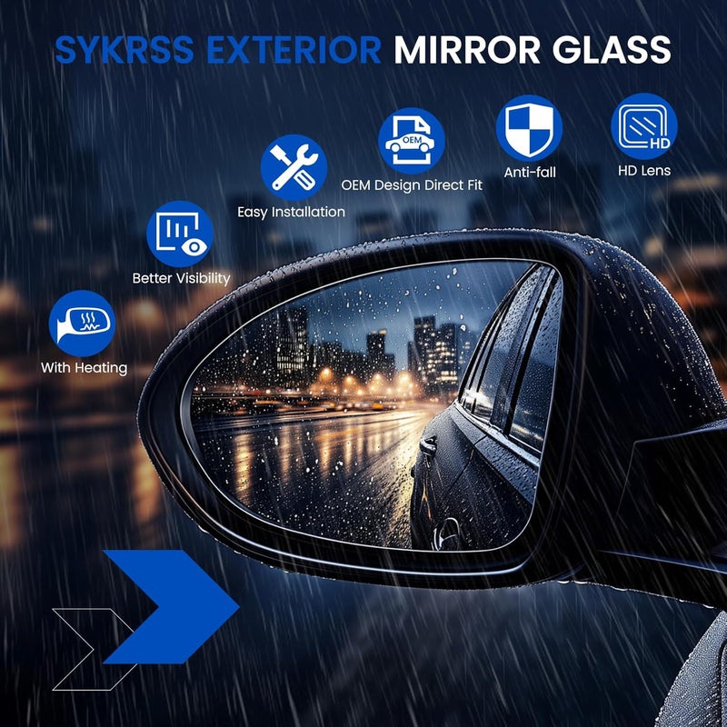 SYKRSS Driver Left Side Mirror Glass Compatible With 2009-2017 Volkswagen VW TIGUAN, Driver Left Side LH Rearview Mirror Convex Glass Rear View Mirror (No Backing Plate)(Non-Heated) - Image 4