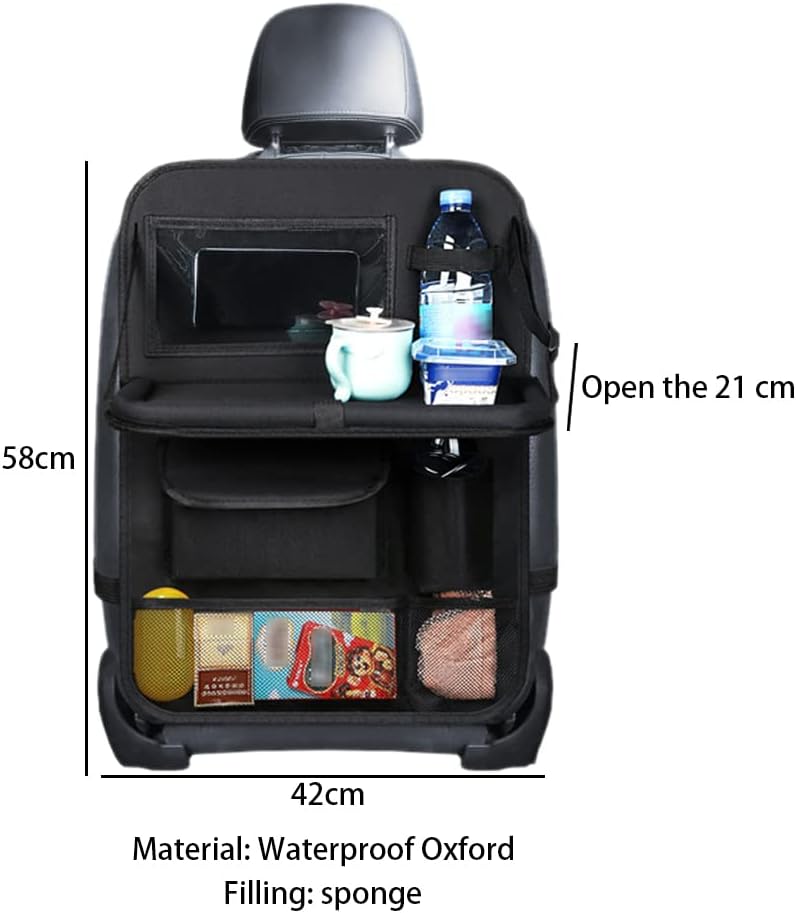 Gsrhzd Car Seat Organizer with Folding Dining Table and Clear Tablet Holder - Image 2