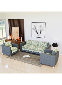 Kuber Industries Kuber Industries Sofa Cover | Net Sofa Slipcover Set | 5 Seater Sofa Cover for Hall | Couch Sofa Cover Set | Sofa Cover for Home | Sofa Cover for Living Room | Tulip Printed | Green  - Image 1