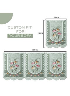 Kuber Industries Kuber Industries Sofa Cover | Net Sofa Slipcover Set | 5 Seater Sofa Cover for Hall | Couch Sofa Cover Set | Sofa Cover for Home | Sofa Cover for Living Room | Tulip Printed | Green  - Image 3
