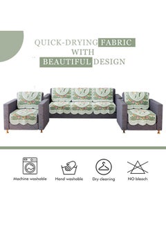 Kuber Industries Kuber Industries Sofa Cover | Net Sofa Slipcover Set | 5 Seater Sofa Cover for Hall | Couch Sofa Cover Set | Sofa Cover for Home | Sofa Cover for Living Room | Tulip Printed | Green  - Image 5