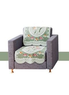 Kuber Industries Kuber Industries Sofa Cover | Net Sofa Slipcover Set | 5 Seater Sofa Cover for Hall | Couch Sofa Cover Set | Sofa Cover for Home | Sofa Cover for Living Room | Tulip Printed | Green  - Image 2