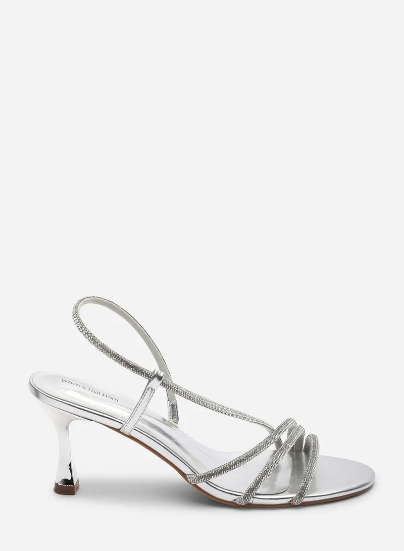 Where's That From Gloria Diamante Strappy Low Heeled Sandals