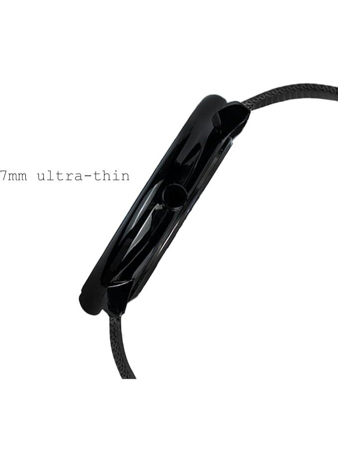 كرجو ساعة يد CRRJU سوداء فائقة النحافة فاخرة للرجال ، ساعة مقاومة للماء مع سوار شبكي - Image 4