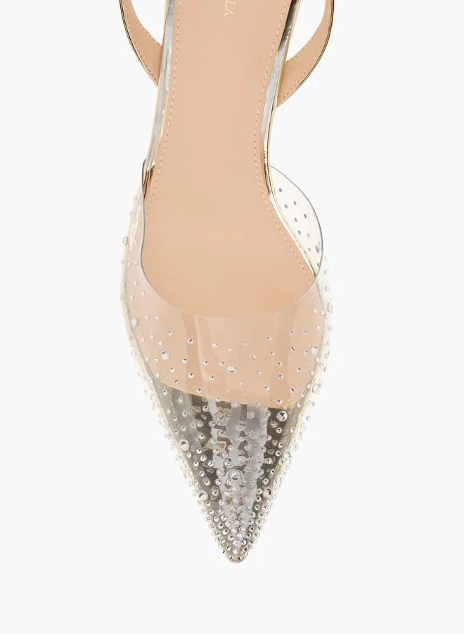 فلورا بيلا من شو إكسبرس Women Embellished Pumps with Flared Heels and Buckle Closure