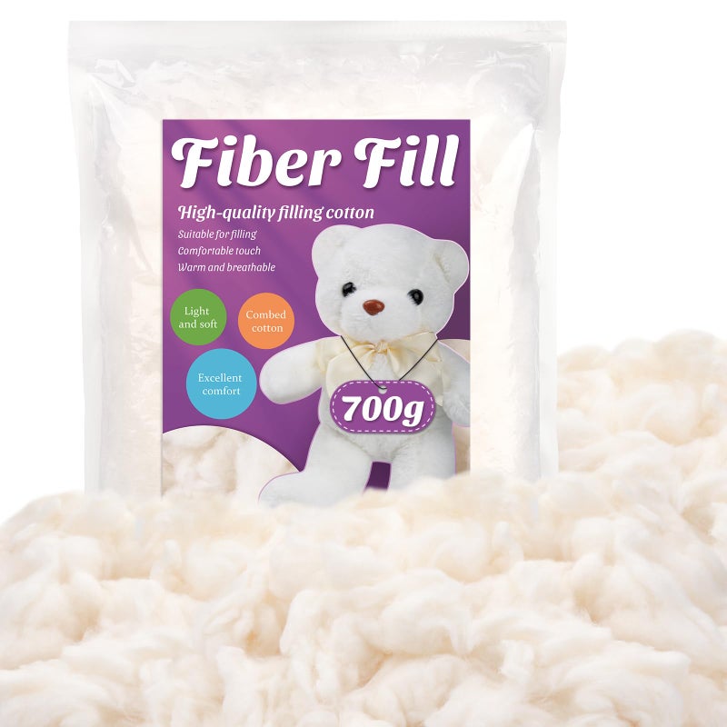Kogyxe Cotton Stuffing 700g2469oz Natural Combed Cotton Filling Soft Pillow Stuffing for Stuffed Animals Premium Crochet for Stuffed Cushions DIY Crafts