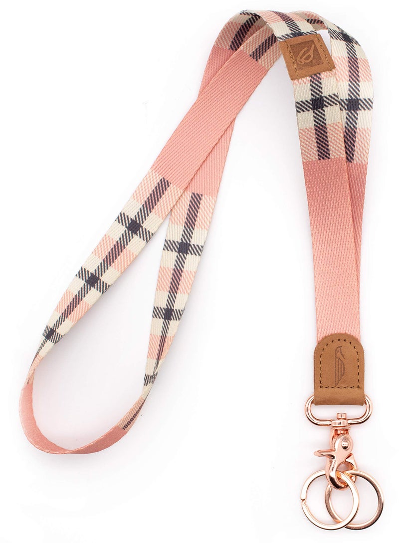 POCKT Lanyard for Keys Neck Lanyard Key Chain Holder for Men and Women - Cool Neck Lanyards for Keys, Wallets and ID Badge Holders | Pink Plaid - Image 1