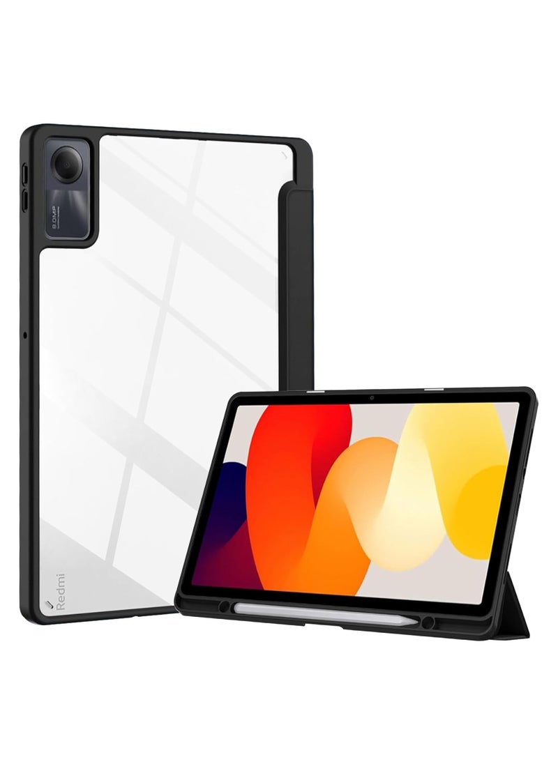 EVO Cover for Redmi Pad SE 11 inch Cover Case, Hybrid Cover Case with Transparent Back for Redmi Pad SE 11 inch Tablet [Auto Sleep/Wake Support] - Black  - Image 1