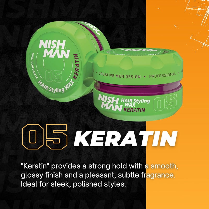 NISHMAN Nish Man Hair Styling Gel, Hair Wax for Men, 05 Keratin, 150 ml | Edge Control | Ultra High Strong Hold | Hair Clay Aqua Wax | Wax Stick Hair | Men's Hair Gel (05 Keratin) - Image 4