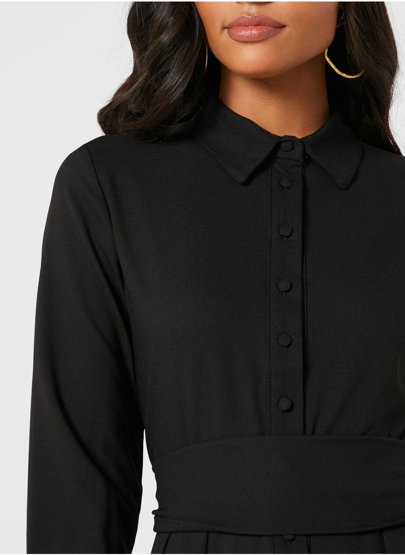 Khizana - Button Down Soft Belted Dress - Image 1