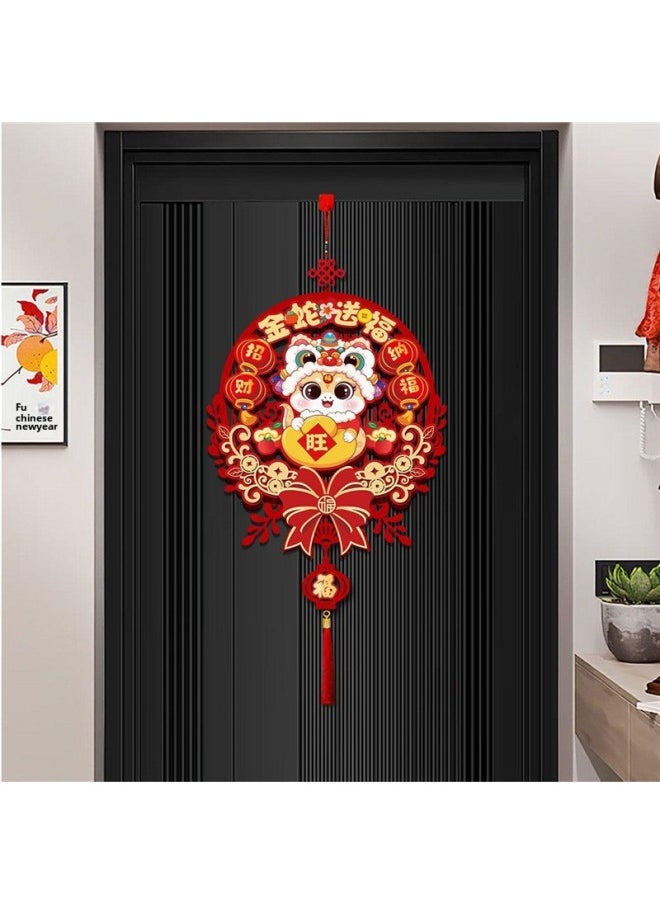 2025 Year Of The Snake Year Three-dimensional Fortune Pendant Spring Festival Hanging Living Room Background Wall Year Decoration Arrangement Supplies-Color:The Gift Hook For The Year Ornaments Is Only Available For You This Year’s Best Pendant 35* 75cm  - Image 1