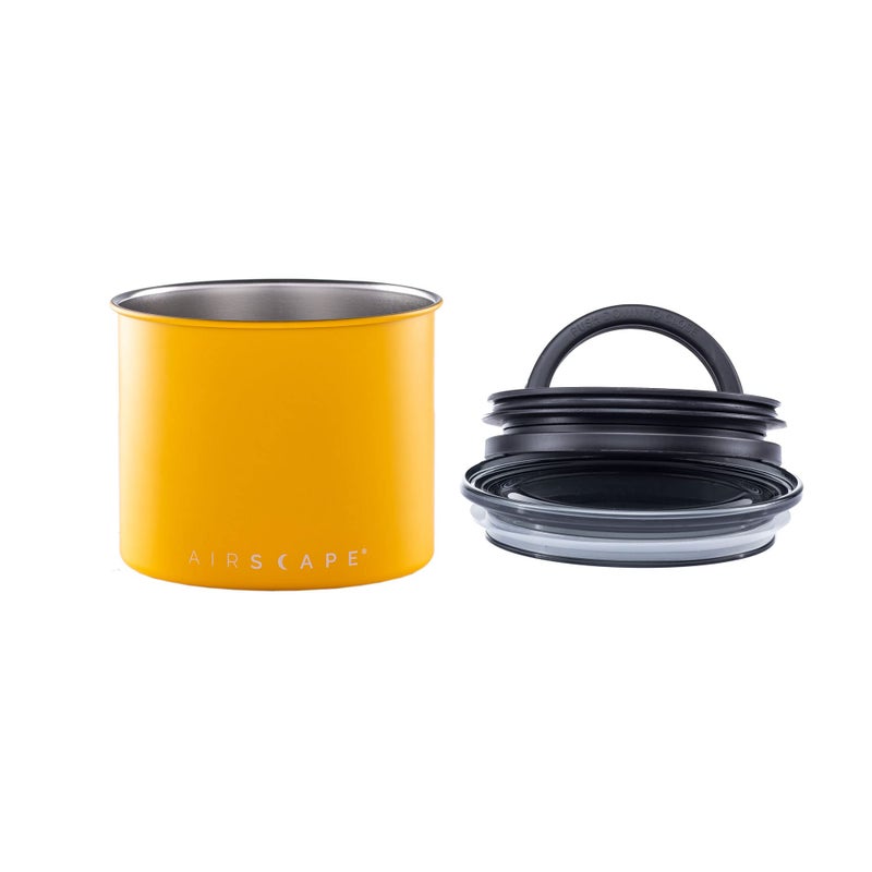 Planetary Design Airscape Stainless Steel Coffee Canister | Food Storage Container | US Patented Airtight Lid | Push Out Excess Air Preserve Food Freshness (Small, Matte Yellow) - Image 3