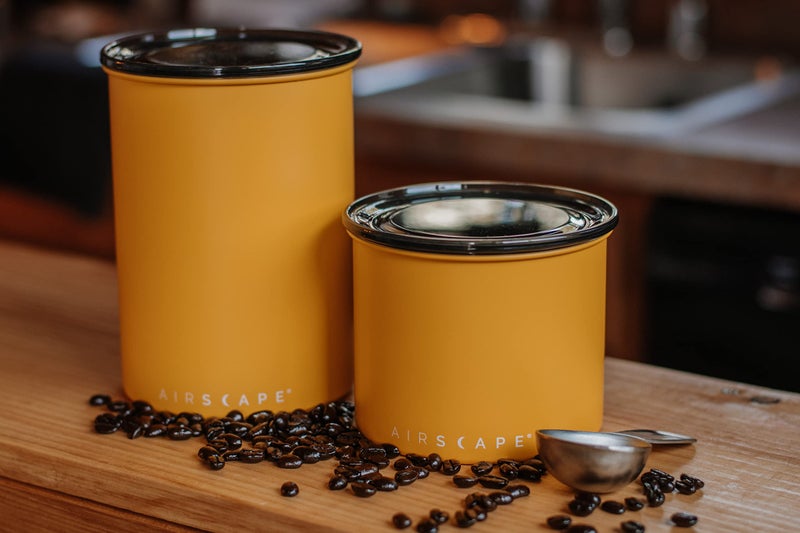Planetary Design Airscape Stainless Steel Coffee Canister | Food Storage Container | US Patented Airtight Lid | Push Out Excess Air Preserve Food Freshness (Small, Matte Yellow) - Image 5