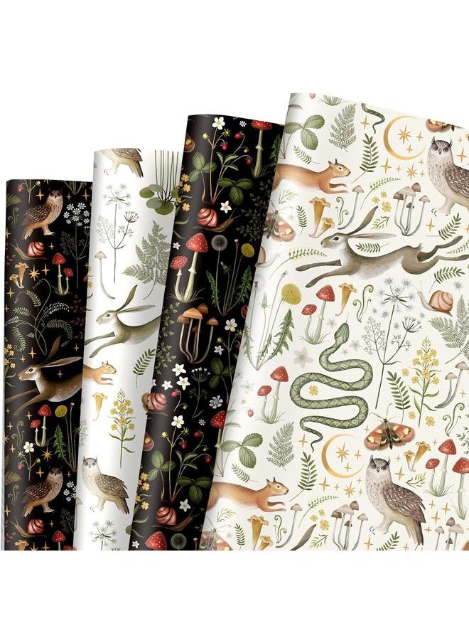 Bluejw - AnyDesign 12 Sheets Vintage Wrapping Paper Animals Mushroom Gift Wrap Paper Bulk Folded Flat 4 Designs Retro Botanic DIY Craft Art Paper for Party Wrapping Supplies, 19.7 x 27.6 Inch - Image 1