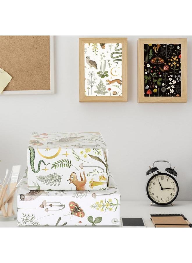 Bluejw - AnyDesign 12 Sheets Vintage Wrapping Paper Animals Mushroom Gift Wrap Paper Bulk Folded Flat 4 Designs Retro Botanic DIY Craft Art Paper for Party Wrapping Supplies, 19.7 x 27.6 Inch - Image 1