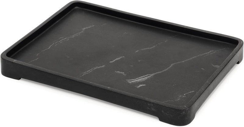 Suanti Marble Bathroom Vanity Tray (30cm X 20cm), Toilet Tank Rectangle Storage Tray, Decorative Black Marble Style Bathroom Tray Holder Organizer for Soap Towel Perfume Holder Jeweles Dish- Large - Image 1