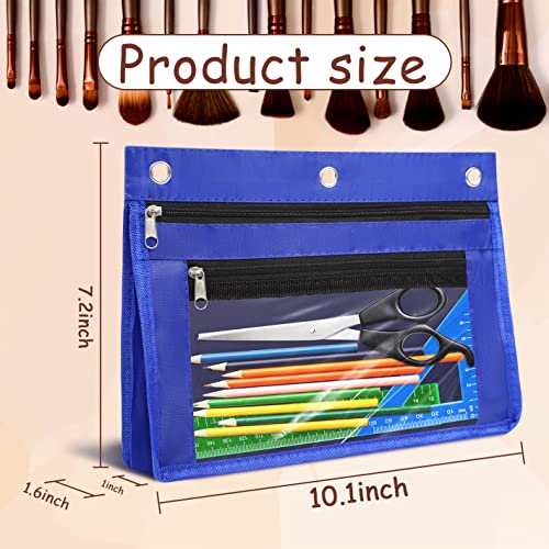 YoeeJob 1 Pack Pencil Pouch for 3 Ring Binder, Expandable Binder Pouches with Zipper, Large Capacity Pen Holder Case with Clear Window School Class Office Organizers, Blue - Image 2