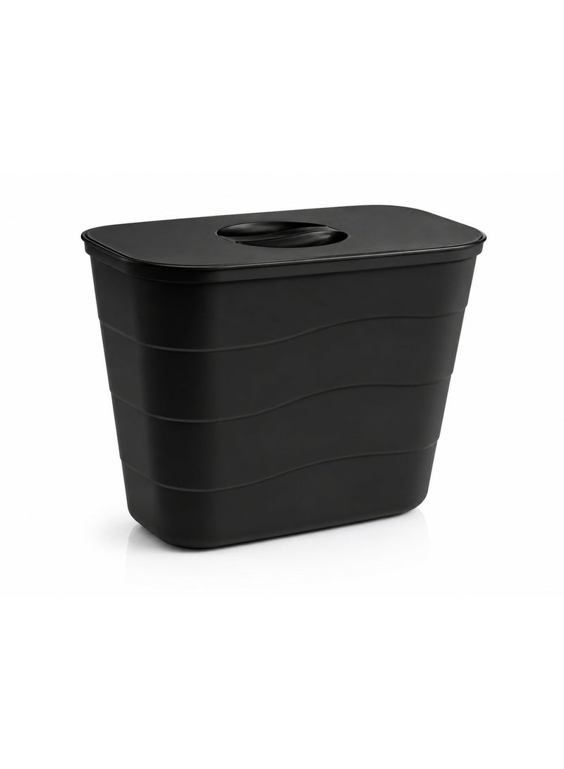 RokShop Hanging Bucket With Lid, Plastic Kitchen Basket Cabinet Door Classification, under Kitchen Sink Trash Bin Organizer-  Black - Image 2