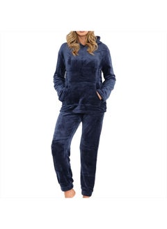 A2Z Womens Pyjamas Soft Warm Fleece Hooded Pyjamas - PJS 215 Navy Ladies 20-22  - Image 1