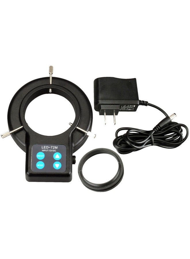 AmScope إضاءة حلقة مجهرية مدمجة 72 مصباح LED 72 أمبير بأربع مناطق مع محول - Image 1