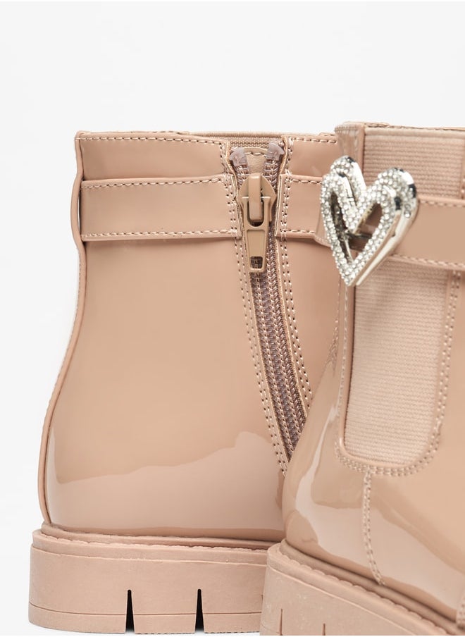 Flora Bella By Shoexpress Girl's Heart Accent High Cut Boots with Zip Closure  - Image 5