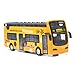 Ailejia Bus Toy Sightseeing Double Decker City Bus Open Top Model DieCast Metal Toy Cars Toy Die Cast Pull Back Vehicles Mini Model Car Lights and Music Yellow - Image 2