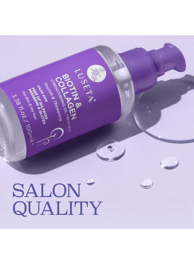 لوسيتا سيروم نمو الشعر بالبيوتين مع الكولاجين من L LUSETA، زيت للشعر الخفيف والتالف، سيروم نمو بالبيوتين للشعر المجعد والتالف، فروة رأس سميكة وصحية للرجال والنساء، 3.38 أونصة سائلة - Image 2