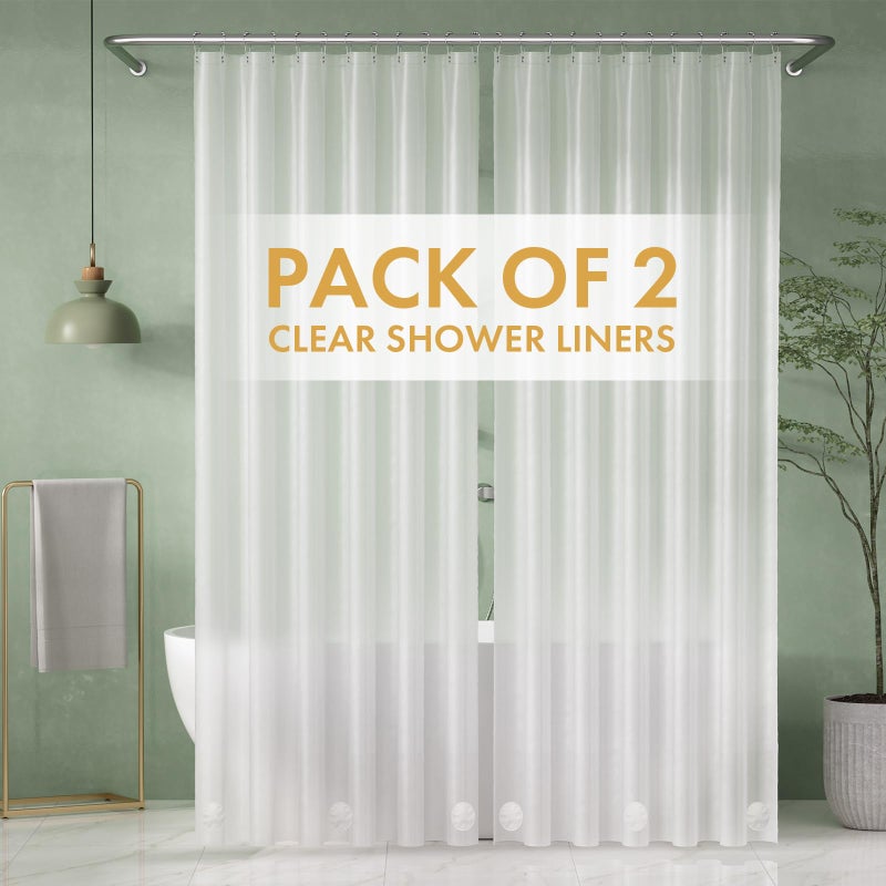 AmazerBath Shower Curtain Liner 2 Pack, 72 x 84 Inches PEVA Plastic Shower Liner with 3 Weighted Stones and 12 Rustproof Metal Grommet, Lightweight Waterproof Shower Curtain - Frosted - Image 1