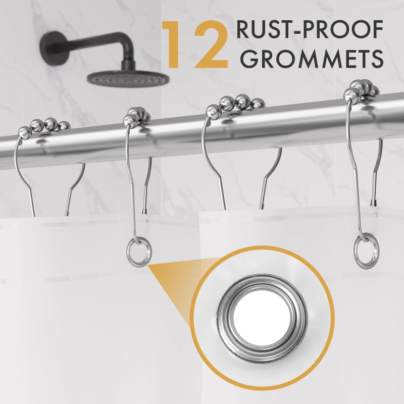 AmazerBath Shower Curtain Liner 2 Pack, 72 x 84 Inches PEVA Plastic Shower Liner with 3 Weighted Stones and 12 Rustproof Metal Grommet, Lightweight Waterproof Shower Curtain - Frosted - Image 2