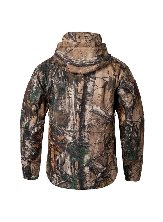 CARWORNIC Men's Tactical Outdoor Hunting Jacket Waterproof Softshell Fleece Camouflage Jackets, Leaf Camo, L - Image 2
