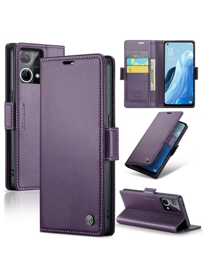 The Bros Case For OPPO Reno7 4G Indonesia/F21 Pro 4G/Reno8 4G 023 Butterfly Buckle Litchi Texture RFID Anti-theft Leather Phone Case