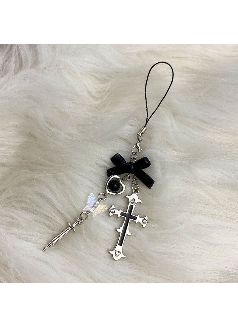 Generic - Y2K Retro Syringe Phone Chain Butterfly Cross Charm Cross Cell Phone Chain - Image 1