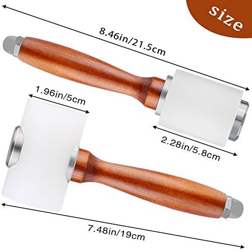 WONVOC Leather Carving Hammer 2 Pieces, Leathercraft Mallet, Nylon Wood Handle Hammer, Mallet for DIY Stamping Sew Leather Tool - Image 2