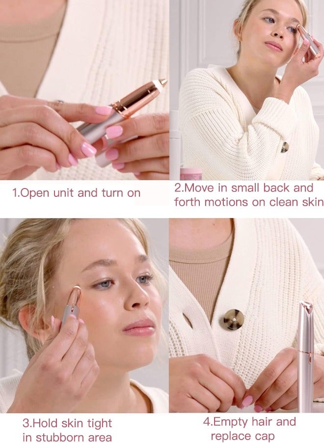 USB Rechargeable Portable Electric Eyebrow Trimmer Pen for Women,Painless Precision Eyebrow Hair Remover, Safe Eyebrow Shaver Razor Tool for face Leg Lip Armpit Hand(Rose Gold) - Image 4