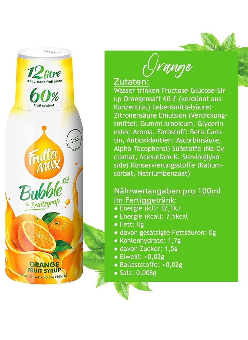 Fruttamax FruttaMax - Fruit Syrup Concentrate | Less Sugar | with 60% Fruit Content | Suitable for soda Machine 500ml (Orange)  - Image 2