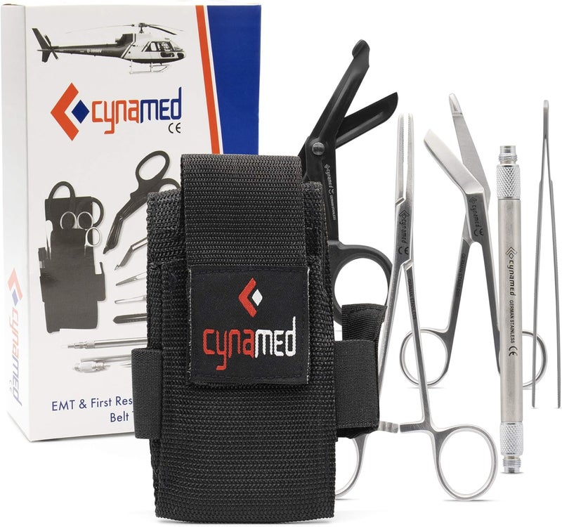CYNAMED عدة أدوات طبية للاستجابة الأولى مقص ضمادات مزيل حطام مغناطيسي مقص EMT هيموستات ملاقط حزام نايلون متعدد الجيوب قابل للتعديل مسعف ممرض مستجيبين للطوارئ - Image 1