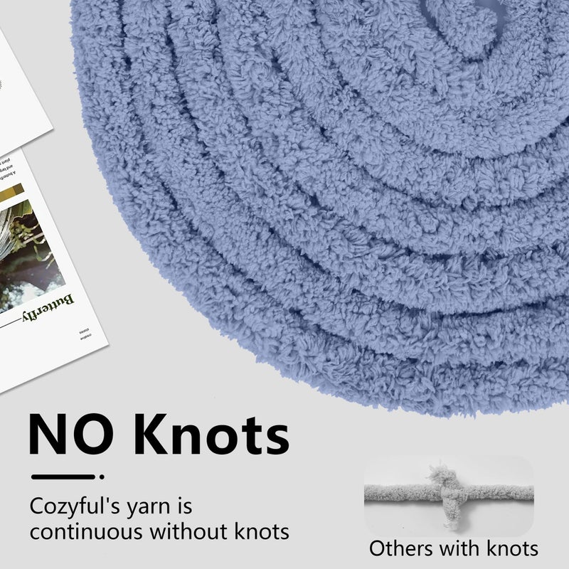 Cozyful Chunky Yarn for Hand Knitting - #10 Chunky Chenille Yarn, Jumbo Big Thick Chunky Yarns for Crocheting, Super Bulky Chunky Knit Blanket Yarns, 8 Skein (25 yds 8 oz Each Skein), Blue Gray - Image 4