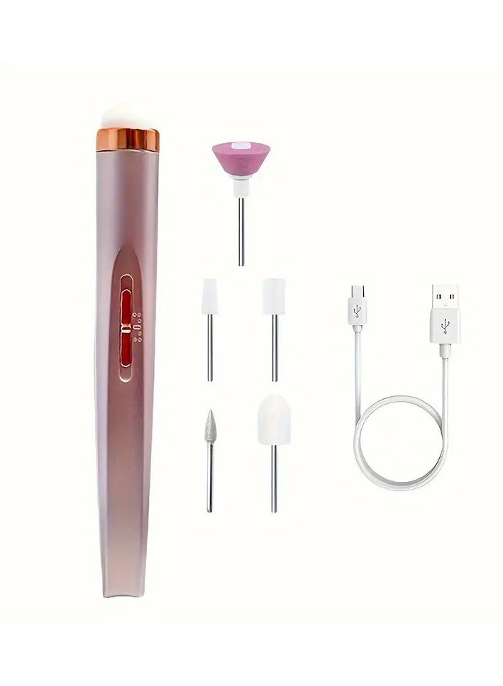 Goolsky مبرد أظافر محمول، مثقاب أظافر كهربائي مع 5 رؤوس مثقاب، شحن USB مع ضوء LED، سرعة قابلة للتعديل لأدوات العناية بالأظافر والمناكير - Image 1