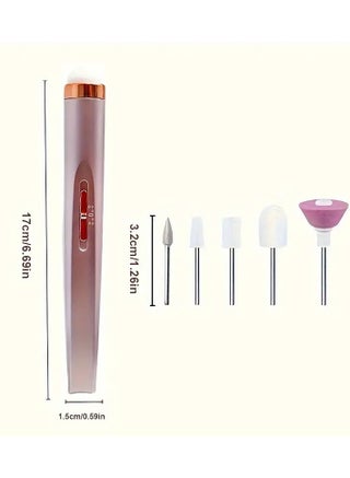 مبرد أظافر محمول، مثقاب أظافر كهربائي مع 5 رؤوس مثقاب، شحن USB مع ضوء LED، سرعة قابلة للتعديل لأدوات العناية بالأظافر والمناكير - view 2