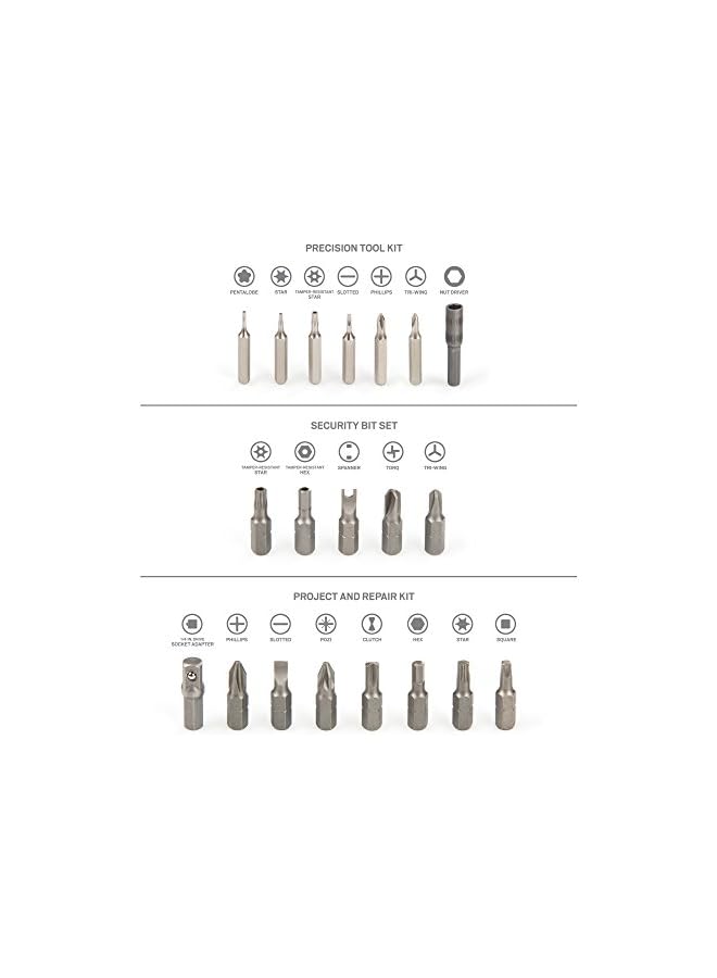 TEKTON 2841 Everybit (TM) Ratchet Screwdriver, Electronic Repair Kit and Security Bit Set, 135-Piece - Image 2