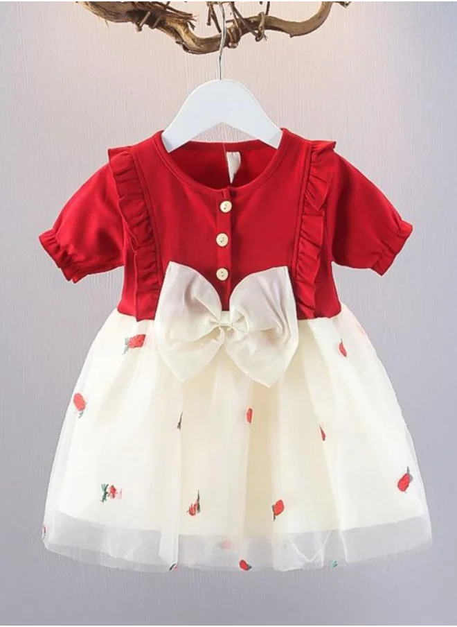 يونيكي Red A-Line Boat Neck Printed Dress