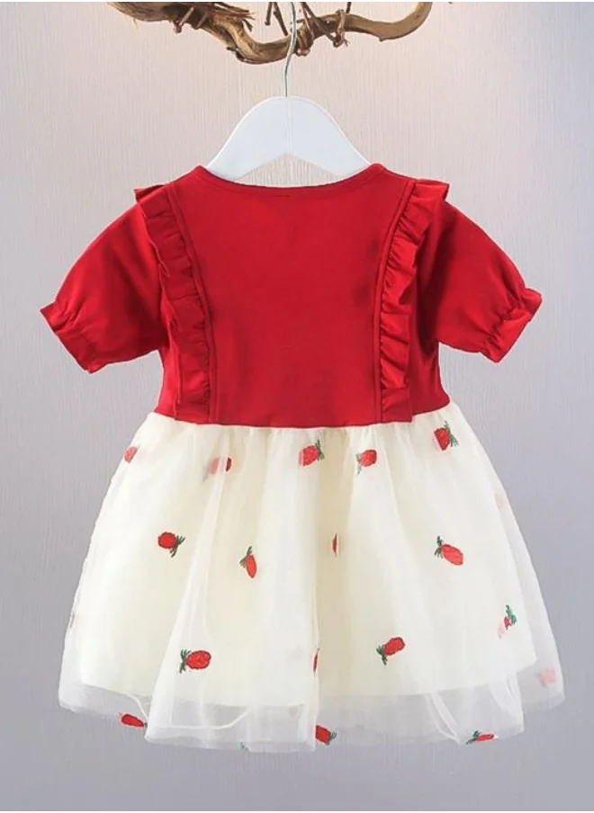 يونيكي Red A-Line Boat Neck Printed Dress