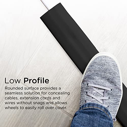 Cordinate 10ft Floor Cord Cover, Cable Protector, Hide Extension Cords, Protect Cords, Prevent Cable Trips, Heavy Duty Cord Hider - Cable Cavity = 0.75" (W) x 0.43" (H) - Black - Image 5