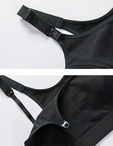 Gratlin Women's Plus Size Nursing Bra Sports Maternity Support Cotton Breastfeeding Bras Black X-Large - Image 5