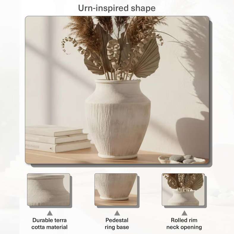Pan Home Lucian Terracotta Vase - White - Image 5